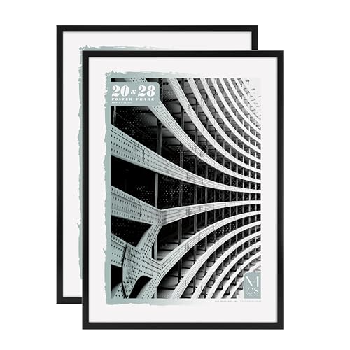 Image of MCS Foundation 20x28 Poster Frame Traditional Black, Vertical & Horizontal Wall Hanging Large Picture Frame for Photos, Posters & Art Prints (2-Pack)