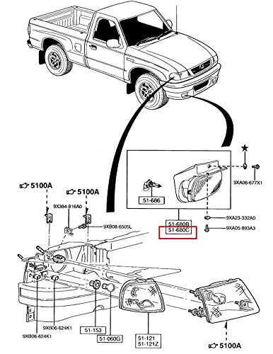 Genuine Mazda B2300 B3000 B4000 Fog Lamp (Left) ZZS0-51-690