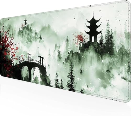 Alfombrilla Ratón Paisaje Mouse Pad XXL 800 x 300 mm Alfombrilla Escritorio Blanco con Superficie Suave y Base de Goma Antideslizante, Bordes Cosidos Alfombrilla Gaming para Hogar Oficina, Regalo S-6