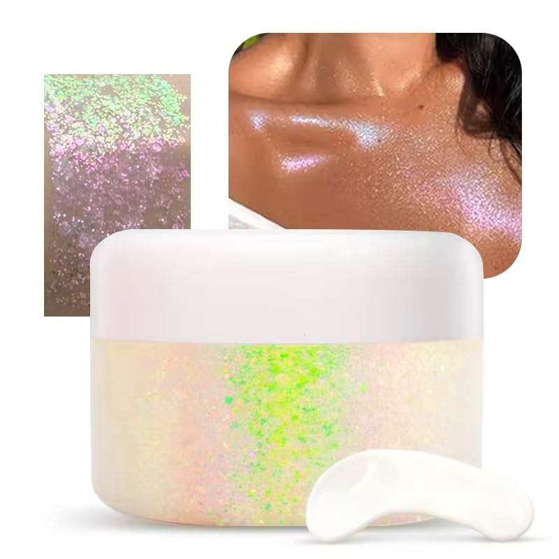Glitter Maquillaje con Gel,Purpurina Cara Festival, Adecuado Para El Pelo Del Cuerpo Ojos Cara UñAs, ArtesaníAs de Bricolaje, se Puede Utilizar Fiestas de Vacaciones, Baile de MáScaras