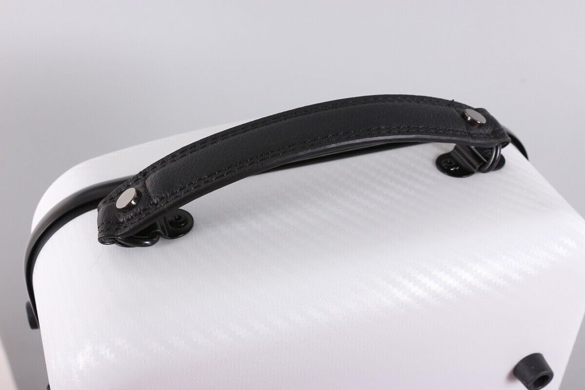 4/4 Full Size Carbon Fiber Rectangular Violin Case With Code Lock - Lightweight Colorful Box With Strong Strap (White)
