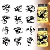 BEUNITONE 12 pcs Dragons Cut Silhouettes Dragons Silhouette Die Cuts Scrapbook Embellishment Vivid Dragons Cutouts Decals Dinosaur for Paper Cuts Glass Wall Not Sticker(Dragon)