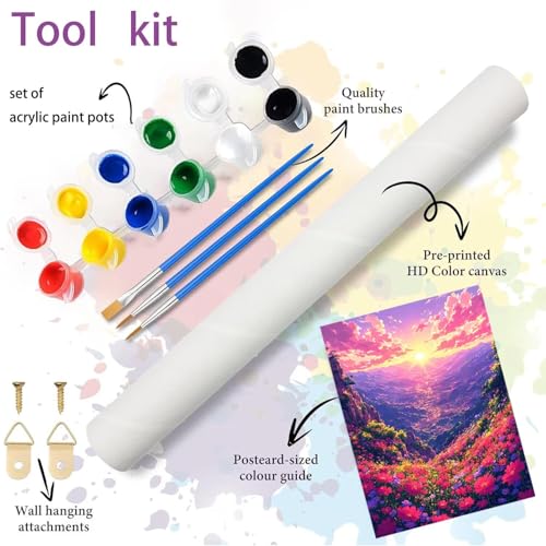 GUERUUIE Peinture par Numéros pour Adulte Mer DIY Peinture Numero Adulte Débutants 50x65cm Peinture Numero Enfant Fleur Numéro d'Art Kit Peinture par Décoration Murale et Cadeaux Pour La Maison O9-A – vue 5