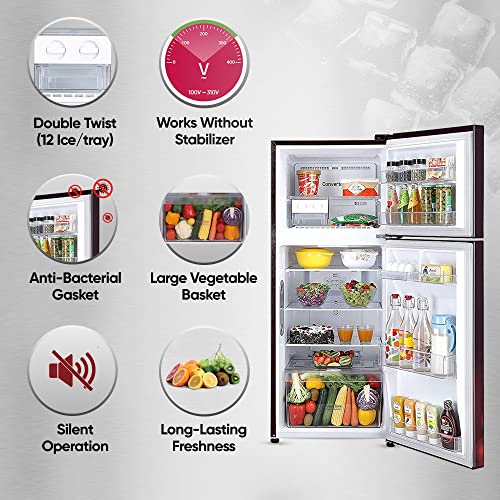 Image of LG 240 L 2 Star Frost-Free Smart Inverter Double Door Refrigerator (2023 Model, GL-S292RSCY, Scarlet Charm, Convertible)