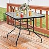 Outdoor dining table 316 square bistro table with umbrella hole tempered glass metal patio table for outsideindoorpoach  urban country home decor