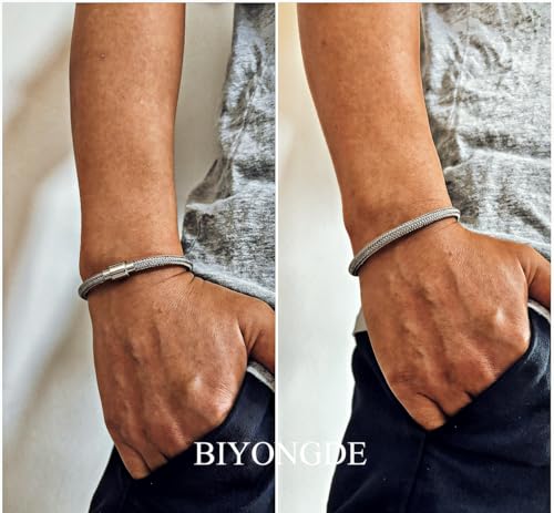 Pulsera trenzada metal inoxidable minimalista para mujeres y hombres miniatura 2