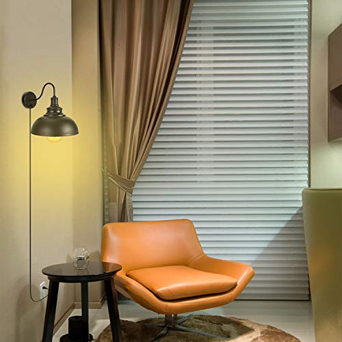 Gooseneck Wall Lamp Black Industrial Vintage Farmhouse Wall Sconces Lighting Wall Light Fixture With Plug In Cord And On Off Switch For Bedroom Nightstand #TOP4