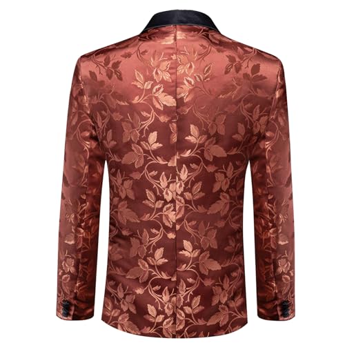 Image of Barry.Wang Mens Floral Blazer Suit Jacket Notched Lapel Casual Sport Coat | Flowers Jacquard One Button Tuxedo for Prom Wedding Party Disco Dinner Banquet Cocktail Homecoming Travel,Regular Fit