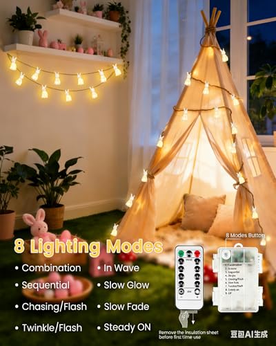50% Off YIQU 10FT Easter Bunny String Lights with Remote