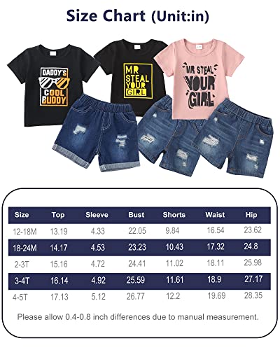 Kucnuzki 18 Months Boy Clothes Cute Baby Boy Clothes Graphic Tees Pink Top Denim Jeans Shorts 2 Piece Set Baby Boy Clothing 12-18 Months Summer #TOP5