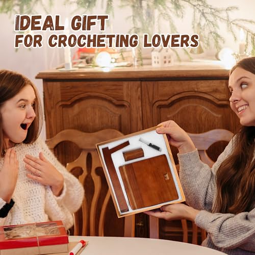 Image of MEHIDFY Wooden Yarn Holder for Crocheting and Knitting with Magnetic Spinner, Crocket Hook Storage with Phone Stand, Yarn Ball Holder for Crochet Lovers
