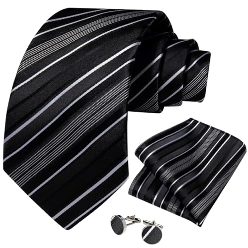 Corbata para hombre 8 cm rayada de seda y poliéster