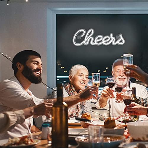 Cheers Neon Signs for Wall Decor White LED Signs Cheers Neon Bar Sign Neon Lights Beer Neon Wall Sign Light Up Signs for Bedroom Home Bar Party Lights