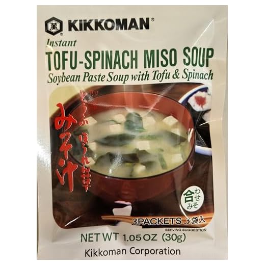 Kikkoman Sopa instantánea de tofu-espinacas y miso (sopa de pasta de soja con tofu y espinacas) – 1.1 oz [3 unidades]3