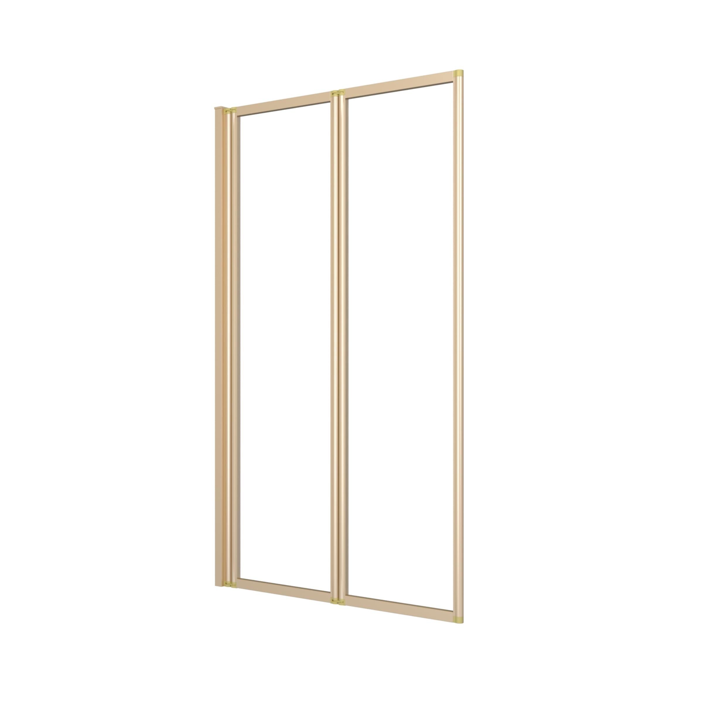 Marwell Mampara plegable doble dorado 120 x 70 cm, para bañera con cristal de seguridad 4 mm, dos paredes plegables giratorias, marco de aluminio de