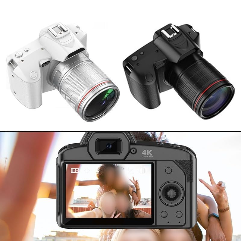 Cámara digital SLR D5 con zoom 16X Lente dual 4K Video y control Wifi para viajes Vlogging Fotografía en condiciones de poca luz (negro)