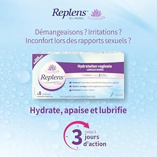 REPLENS - Gel Hydratant Vaginal pour Sécheresse Intime, Sans Parfum ni Hormones, Lot de 8 Unidoses