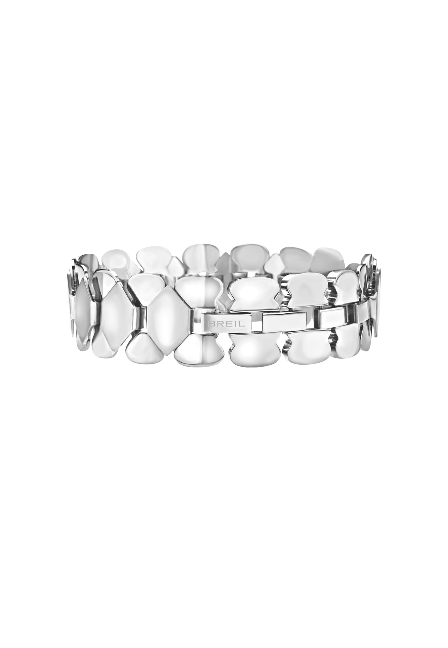 Breil, Collezione Hexagonia, Bracciale Donna in Acciaio Lucido Semi-rigido a Maglie Esagonali, Chiusura a Gioielleria, Lunghezza Regolabile