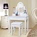 SONGMICS Tocador con cajones, Espejo y Taburete Mesa de Maquillaje Blanco RDT002