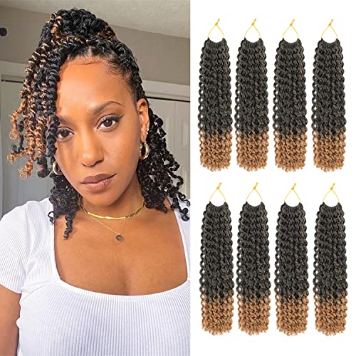 Passion Twist Hair 10 Inch Water Wave Crochet Hair for Black Women 8 Pack Short Bob Style Passion Twist Crochet Hair for Butterfly Locs Curly Crochet Passion Twist Braiding Hair Extensions T27
