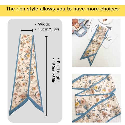 59" Long Silk Head Scarf for Women Neck Scarf Belt Satin Scarf for Hair Lightweight Purse Scarf2