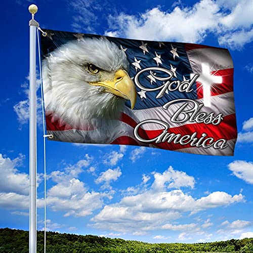 Patriot Eagle Grommet Flag 4X6 Outdoor Double Sided For Flagpole, God Bless America Flag 4X6, American Flag With Eagle Memorial Day 4Th Of July Independence Day Grommet Flag, 4X6' #TOP1