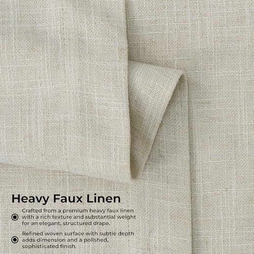 Image of HPD Half Price Drapes Heavy Faux Linen Light Filtering Curtains for Bedroom 84 Inches Long (1 Panel) - Rod Pocket Curtains for Living Room - Window Curtains Home Decor - 50 X 84, Melted Cream