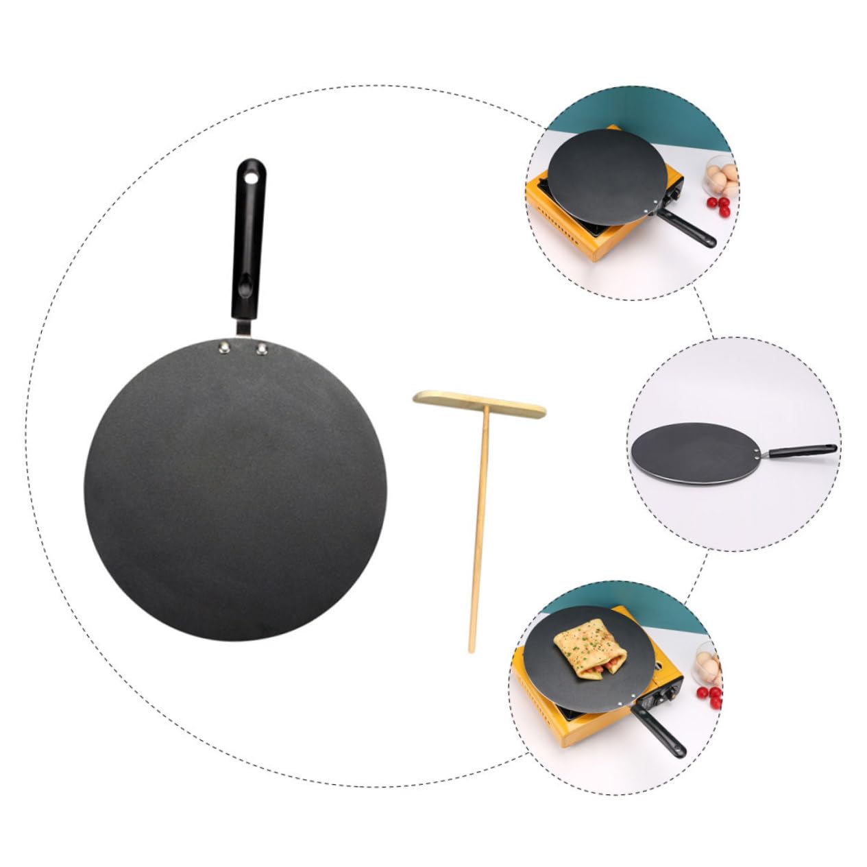LIFKOME Sartén Hogar Sartén Plana Para Cocinar Para Hacer Panqueques y Tortillas Incluye De Suministros De Cocina Para Panqueques