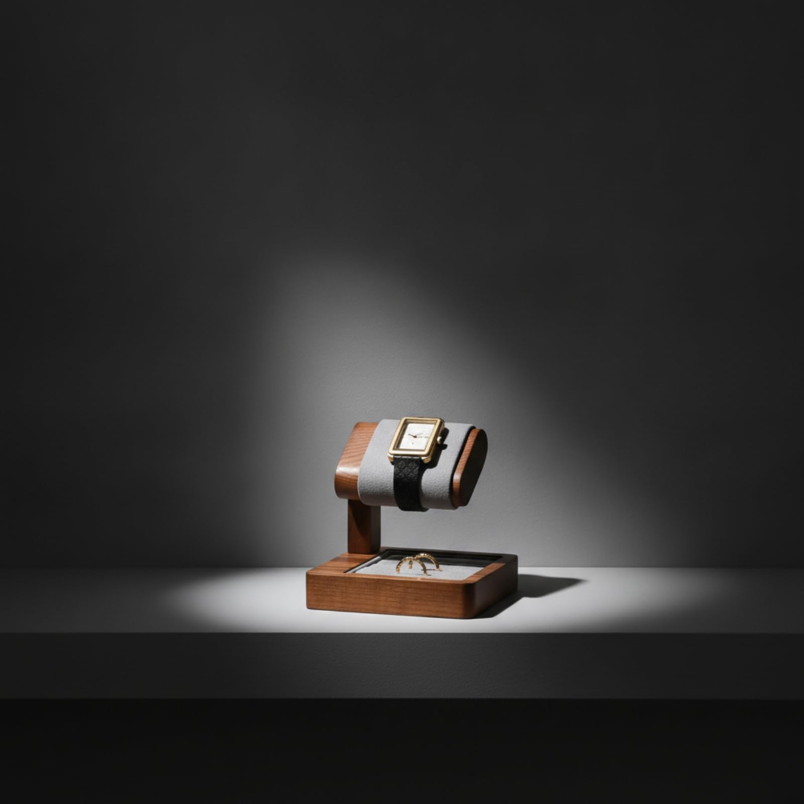 Supporto per Orologio con Culla Rotonda Imbottita E Base in Legno Compatta per una Visione Multiangolare atto per Comodino E Bancone Del Negozio