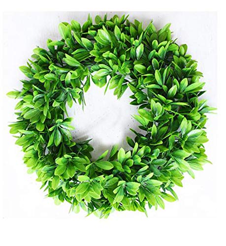 BJH Artificial Green Leaves Wreath - 17" Boxwood Wreath Outdoor Green Wreath
