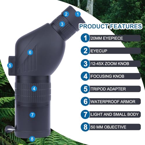 Longue Vue Etanche avec Ttrépied, Sac de Transport et Adaptateur pour Smartphone - Bak4 Porro Prisme Puissante Monoculaire Longue Vue pour l'observation des Oiseaux, Le tir et la Chasse – vue 2