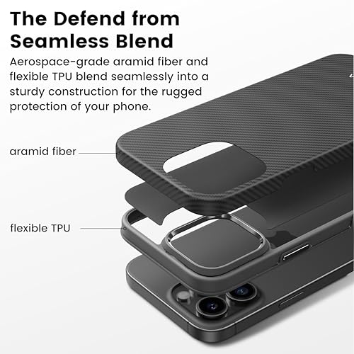 Image of pitaka for iPhone 16 Pro Max Case 6.9 inch, Refined Protection, Black /Grey