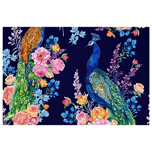 Set de table lavable et résistant à la chaleur motif fleurs 4pcs - 2