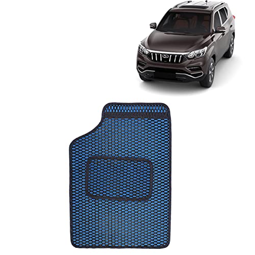 Image of Kingsway Dotted Design Car Floor Foot Mats Universal Fit for Mahindra Alturas G4, Model Year : 2018 Onwards, Water and Dustproof, Color Blue, Set of 5 Pieces