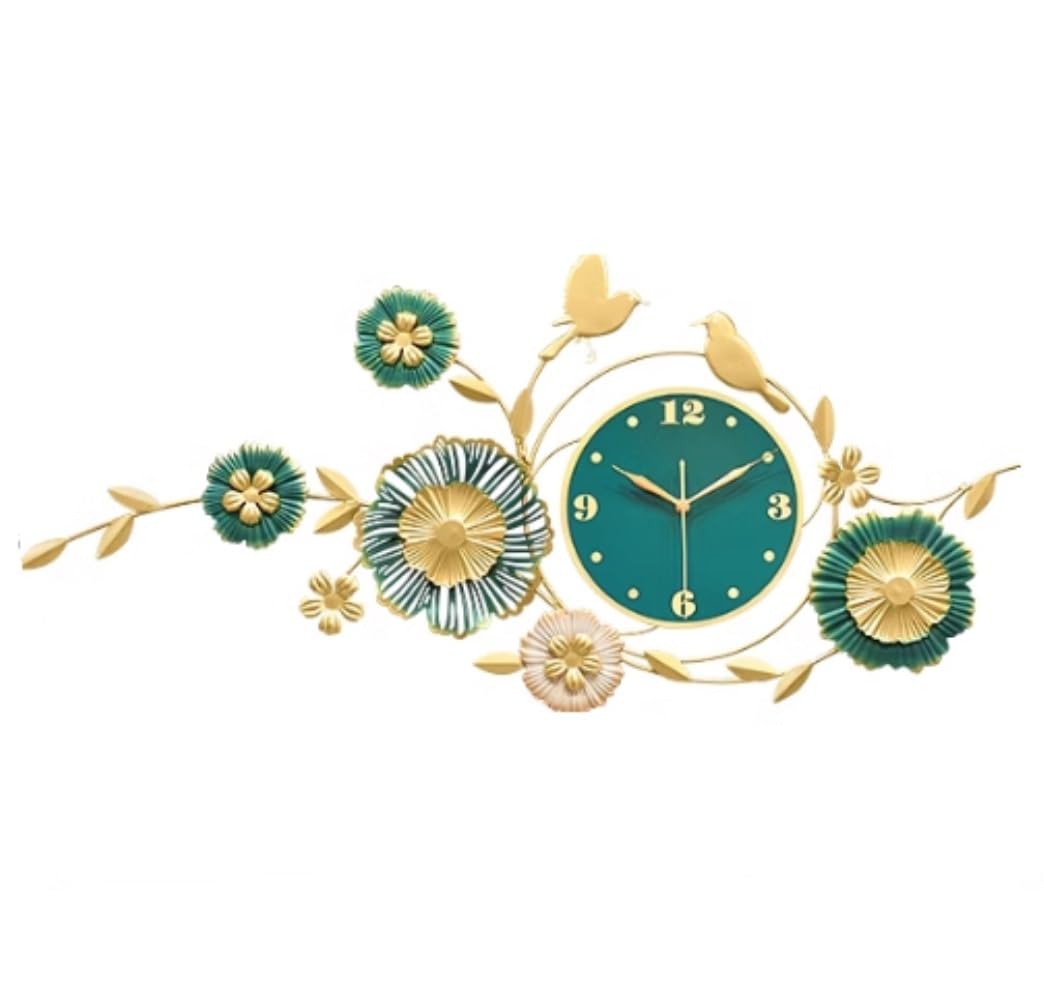 MYUYEE Farmhouse Vintage Clock Metal Non-Ticking Silent Wall Clocks Modern Art Ative Hanging Clocks for Living Room for Bedroom Office,One Color-85 * 42cm (One Color-100 * 46cm)