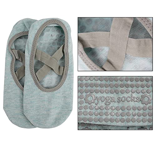 Labanca 2 Pairs Women Yoga Socks With Strips Non-Slip Barre Socks With Straps For Pilates Ballet Dance, Blue #TOP1