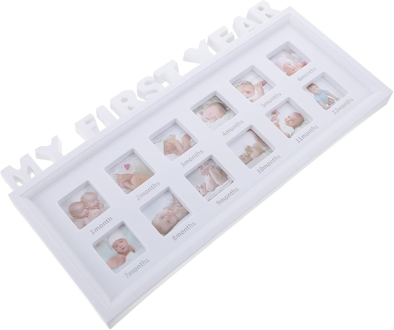Photo Frame White Month Milestone Collage Keepsake for Newborn Boys and Durable Eco Friendly Material for Cherishing Memories