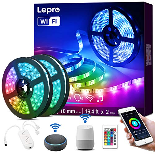 Lepro Music Smart 32.8ft LED Strip Lights, SMD 5050 LED Tape Light, 16 Million Colors LED Lights for Bedroom, Home, Kitchen, TV, Party and Festival