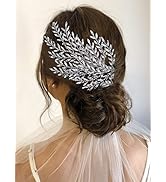 LOVFOIVER Rhinestone Hair Side Comb Leaf Bridal Hair Piece Wedding Crystal Headpiece for Women an...