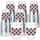 Amyhill 60 Pack Casino Plastic Party Cups bulk 12 oz Casino Poker Disposable Clear Plastic Game Night Themed Cups for Birthday Wedding Holiday Party Supplies Favors