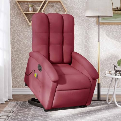Genérico Sillón de Masaje elevable eléctrico Tela Rojo Tinto, Sillones Rojo,3204131