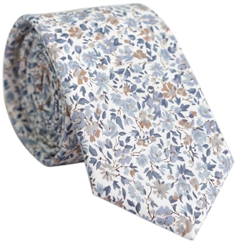 Image of BELLUNO Men's Cotton Floral Skinny Tie, 2.5 inch Width, with Gift Box