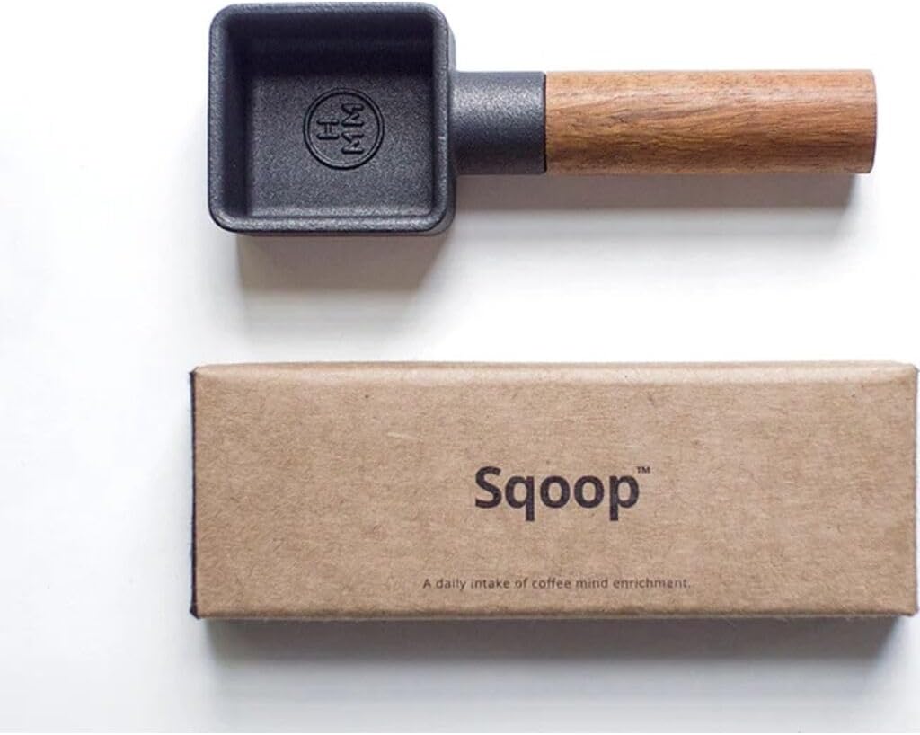 HMM Sqoop - Aesthetic Coffee Scoop for Ground Coffee & Powder, Cast Iron Measuring Scooper with Walnut Handle, Magnetic Back for Fridge, Holds 10 Grams