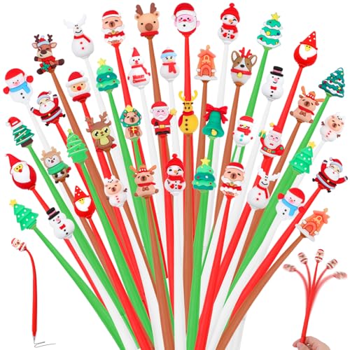 SAYAYA 64 Pieces Christmas Stress Relief Pens Funny Squishy Bobblehead