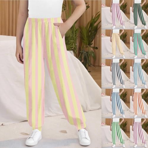 Girls Boys Casual Striped Sweatpants Elastic Waist Joggers Loose Athletic Track Pants with Pockets for Kids 3-15 Years2