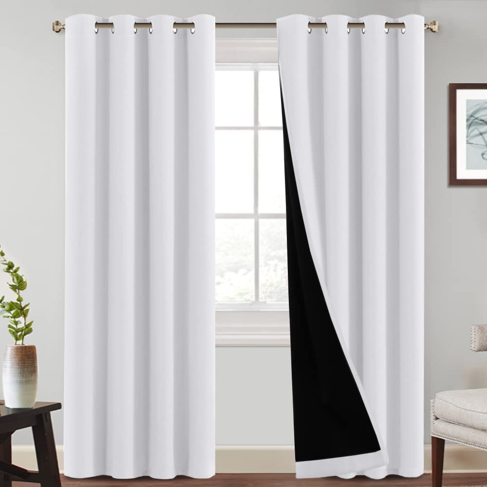 Photo 1 of 100% Blackout Curtains for Bedroom Thermal Insulated Curtains Grommet Top Black Lined Insulated Window Treatment Curtain Panels, 2 Panels (52x84 