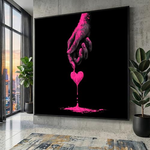Tableau en toile cœur rose 30x30 cm idéal pour la décoration du salon