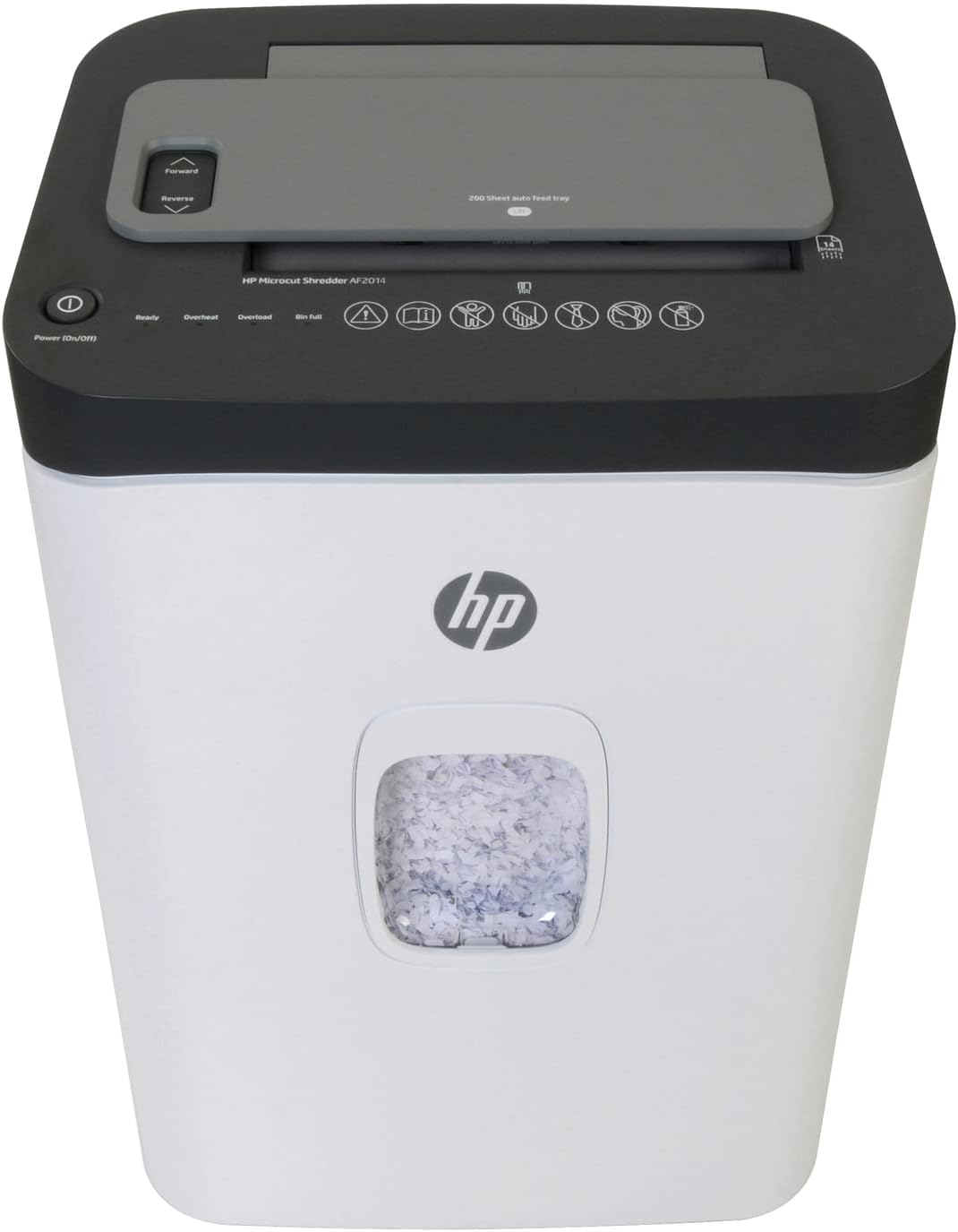 HP - Paper Shredder Micro Cut, 200-Sheet Auto Feed, Shreds Credit Cards & Staples, Heavy Duty Paper Shredder for Home Use with 7.4 Gallon Basket
