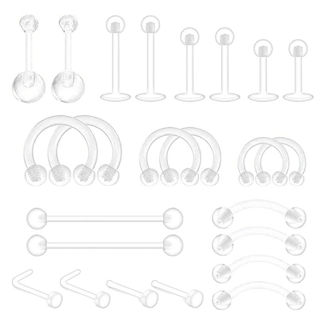 Retainer Per Piercing In Plastica 16G - Set Anelli Flessibili Per Naso, Labbro, Orecchio - Foto 2