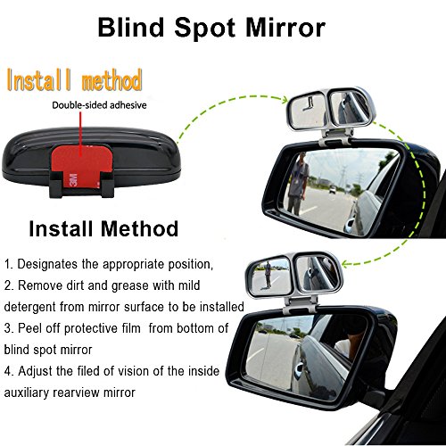 Yasoko Plastic Housing Auto Auxiliary Blind Spot Mirror Car Side-Angle Side-View Double Mirror 1 Piece (Left, Black) #TOP1